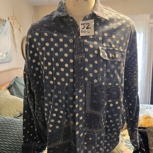 Bogs Navy and White Polka Dot Button Down Shirt